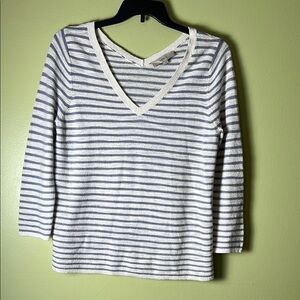 Loft Striped long sleeve V-Neck Women's blouse Top